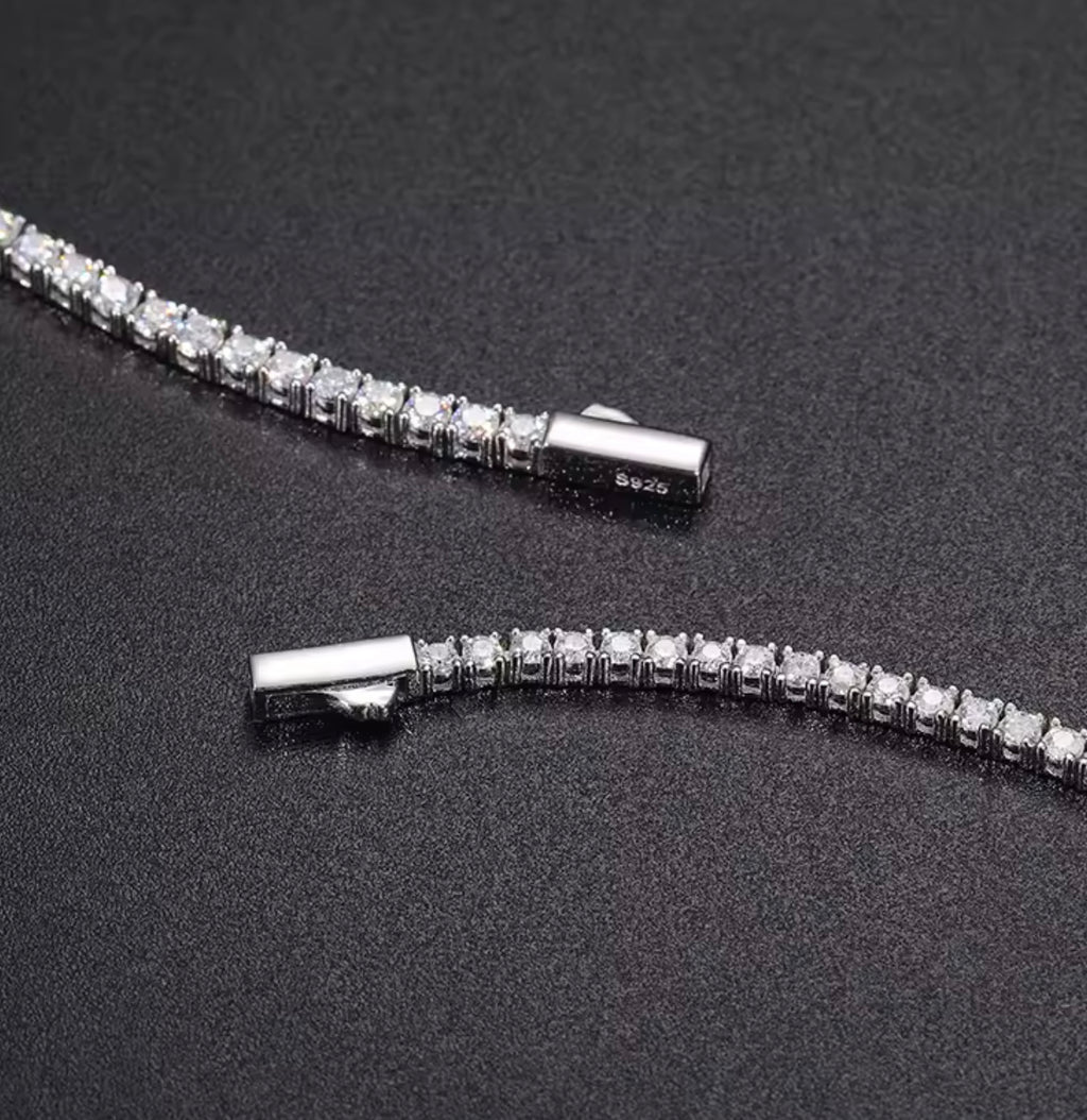 5mm BUST DOWN 925 silver MOISSANITE NECKLACE